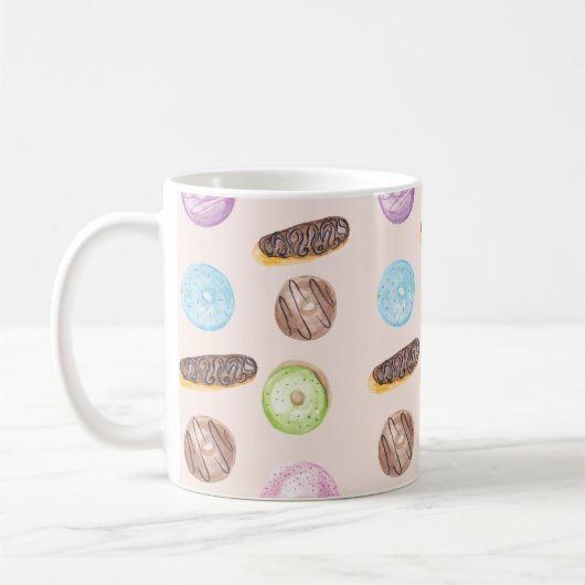 Mug Aquarelle Eclair Donuts Fun Hand Peint (Gauche)