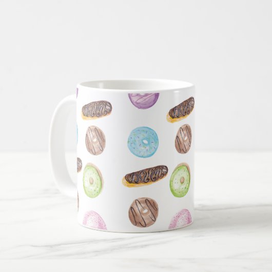 Mug Aquarelle Eclair Donuts Fun Whimiscal Sweet (Devant gauche)
