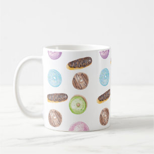 Mug Aquarelle Eclair Donuts Fun Whimiscal Sweet