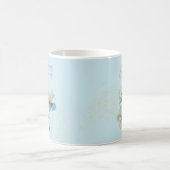 Mug Aquarelle Élégante Papillons Bleus Poussière Or (Centre)