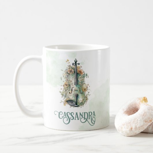 Mug Aquarelle élégante personnalisée violon (Avec donut)