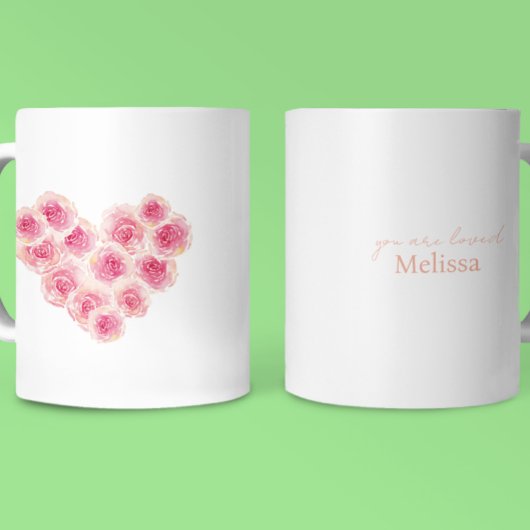 Mug Aquarelle élégante plaisir roses pêche rose nom d'