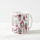 Mug Aquarelle éléments de Noël Rouge (Devant droit)