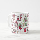 Mug Aquarelle éléments de Noël Rouge (Devant gauche)