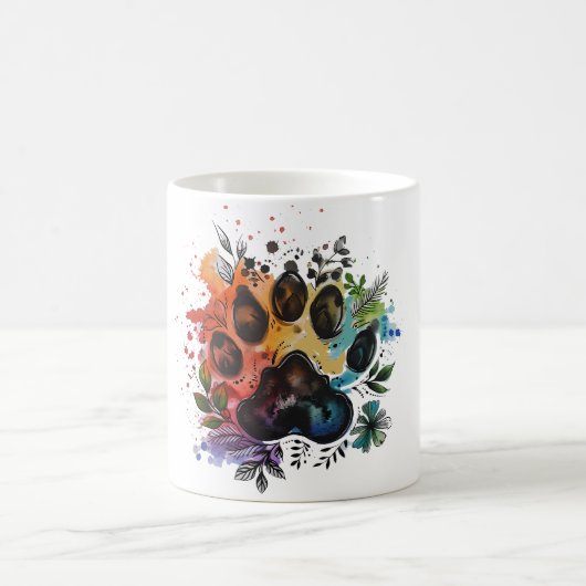 Mug Aquarelle Empreinte de patte Boho (Centre)