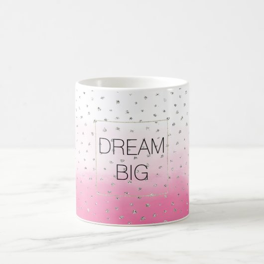 Mug Aquarelle en argent Confetti rose Ombre (Centre)