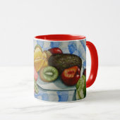 Mug aquarelle encore vie peinture de fruits exotiques (Devant droit)