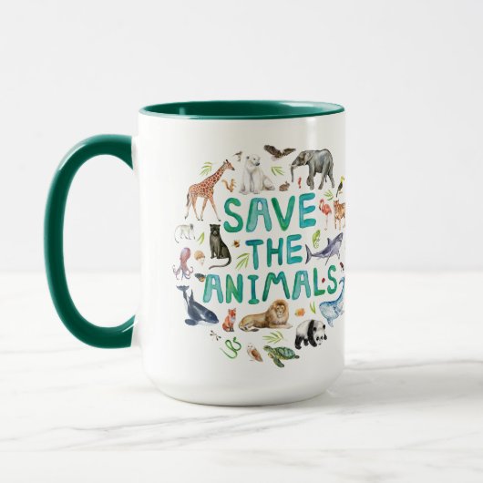 Mug Aquarelle Enregistrer les animaux (Gauche)
