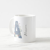 Mug Aquarelle esthétique Florale Lettre A Monogramme (Devant gauche)
