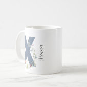 Mug Aquarelle esthétique Florale Lettre X Monogramme (Devant gauche)