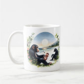 Mug Aquarelle estivale Chimpanzés sur la plage (Gauche)