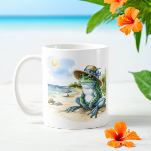 Mug Aquarelle estivale Grenouille sur la plage