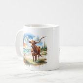 Mug Aquarelle estivale Texas Long Horn (Devant gauche)