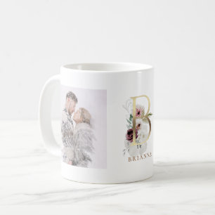 Mug Aquarelle et or  Lettre photo B Monogramme