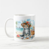 Mug Aquarelle été Kitten sur la plage (Gauche)