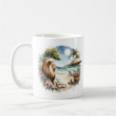 Mug Aquarelle été Lion sur la plage (Gauche)