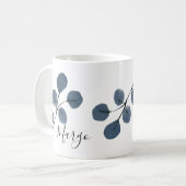Mug Aquarelle Eucalyptus Bleu Botanique Main peinte (Devant gauche)
