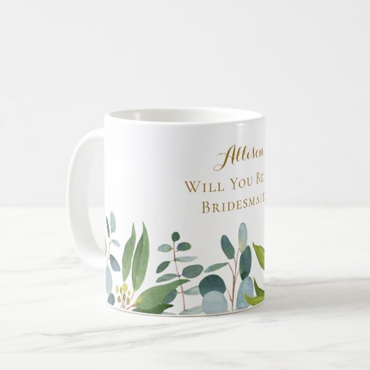 Mug Aquarelle Eucalyptus Feuilles (Devant gauche)