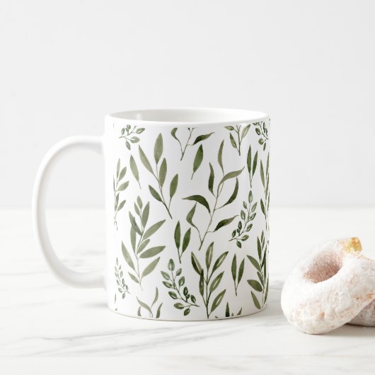 Mug Aquarelle Eucalyptus Motif Feuille   (Avec donut)