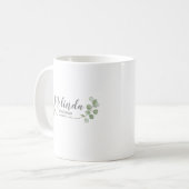 Mug Aquarelle Eucalyptus Nom de Demoiselle d'Honneur P (Devant gauche)