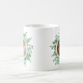 Mug Aquarelle Eucalyptus Vert Mariage photo or (Centre)