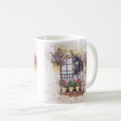Mug Aquarelle Fenêtre Jardin Fleurs colorées (Devant droit)