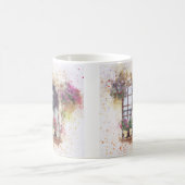 Mug Aquarelle Fenêtre Jardin Fleurs colorées (Centre)