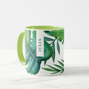 Mug Aquarelle Feuille Tropicale personnalisée