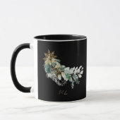 Mug Aquarelle feuilles modernes écriture Joyeux Noël (Gauche)