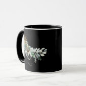 Mug Aquarelle feuilles modernes écriture Joyeux Noël (Devant gauche)