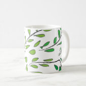 Mug Aquarelle Feuilles verts (Devant droit)