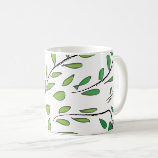 Mug Aquarelle Feuilles verts (Devant droit)
