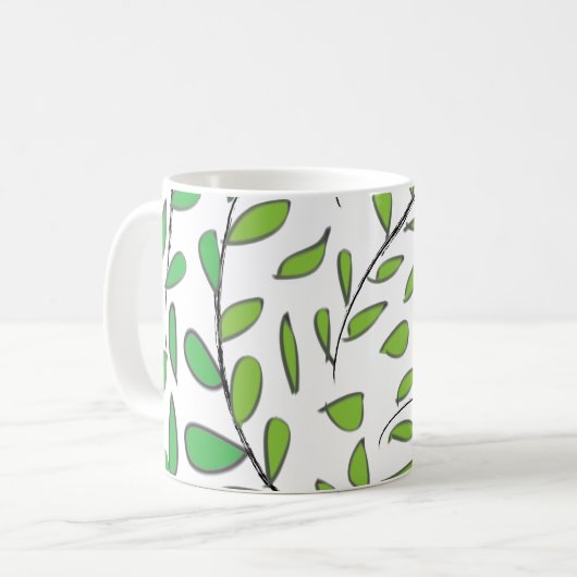 Mug Aquarelle Feuilles verts (Devant gauche)