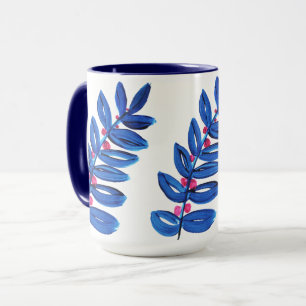 Mug Aquarelle Fleur bleue Boho Moderne Simple