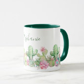 Mug Aquarelle Fleur de cactus Nom botanique (Devant droit)