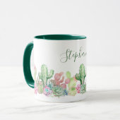 Mug Aquarelle Fleur de cactus Nom botanique (Devant gauche)