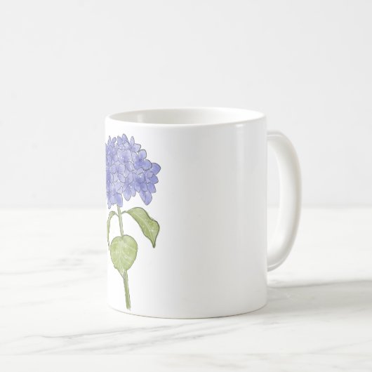Mug Aquarelle Fleur d'Hydrangée peinte à la main (Devant droit)