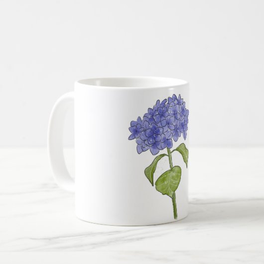 Mug Aquarelle Fleur d'Hydrangée peinte à la main (Devant gauche)