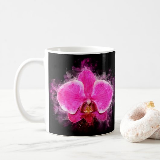 Mug Aquarelle fleur d'orchidée - rose bb 02 (Avec donut)