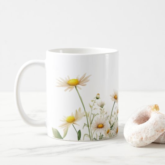Mug Aquarelle Fleur marguerite (Avec donut)