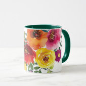 Mug Aquarelle Fleur sauvage Florale Monogramme deux to (Devant droit)