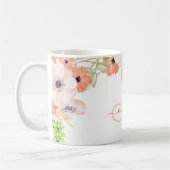 Mug Aquarelle Fleur sauvage rose personnalisé Monogram (Gauche)