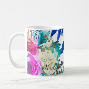 Mug Aquarelle Fleur Splash de Couleur Amusant Couleurs
