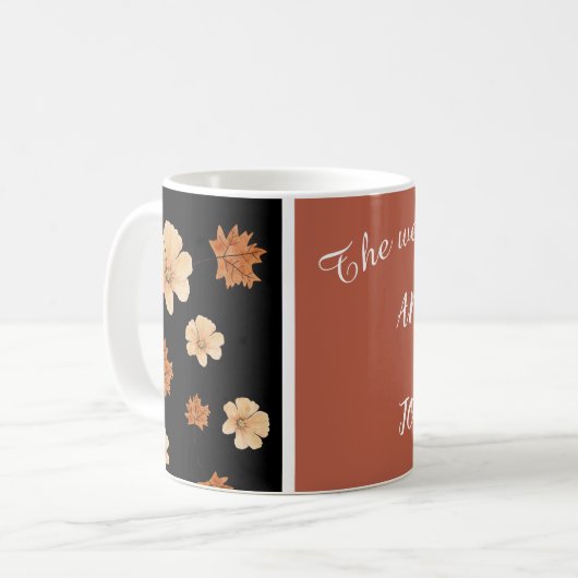 Mug aquarelle fleurie boho brûlé orange mariage (Devant gauche)