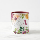 Mug Aquarelle fleurie classe élégant monogramme bordea (Centre)