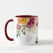 Mug Aquarelle fleurie classe élégant vert monogramme (Gauche)