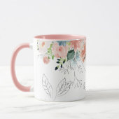 Mug Aquarelle fleurie classe élégant vert monogrammed (Gauche)
