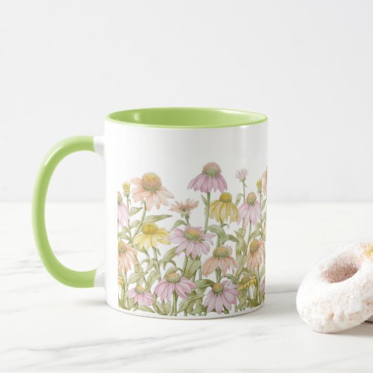 Mug Aquarelle fleurie d'art botanique (Avec donut)