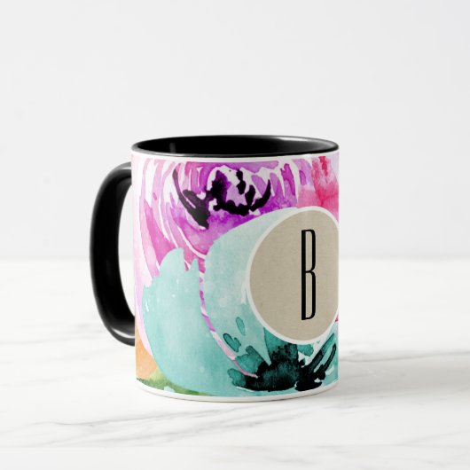 Mug Aquarelle fleurie de printemps brillante moderne (Devant gauche)