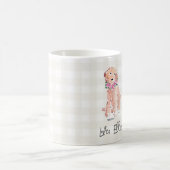 Mug Aquarelle Fleurs de Chien Aimer, Nom En vichy Doux (Centre)